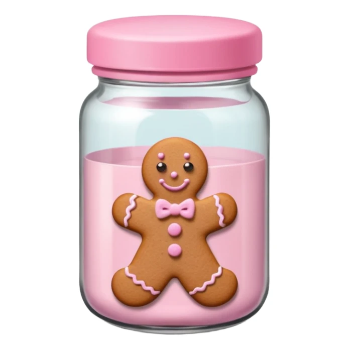 pastel pink christmas gingerbread cookies in jar with pink lid  sticker