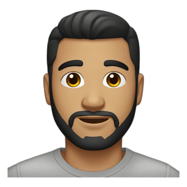 25 year old Hispanic man with a beard and thick eyebrows light skin, black shirt and side fades and a comb over with very dark brown eyes sticker