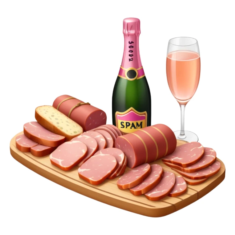 pink champagne and spam charcuterie board sticker