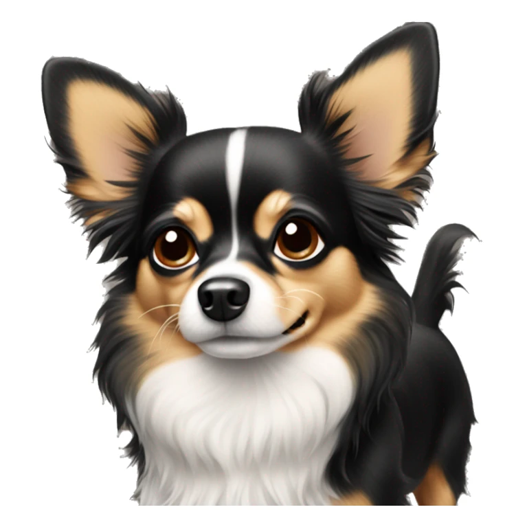 Chihuahua wiener dog fluffy black white and tan sticker