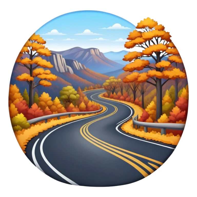 A single winding asphalt road through the blue mountains and autumn colored trees sticker