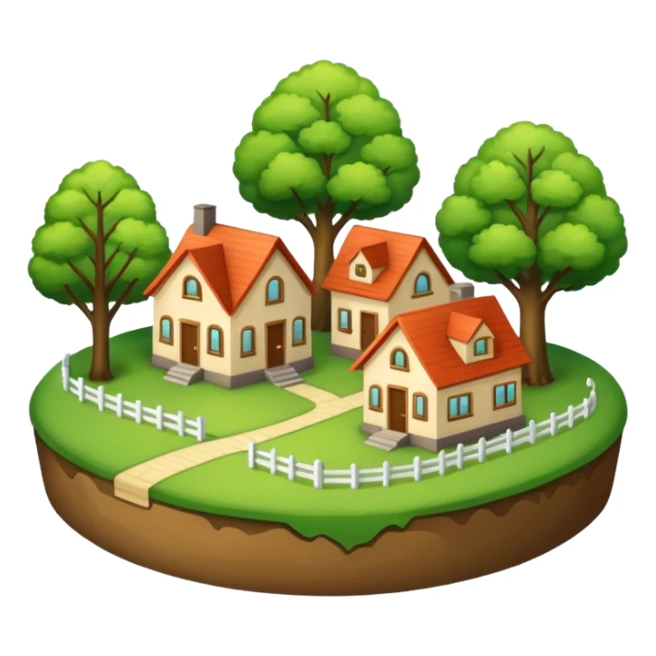 a piece of land with trees and houses sticker