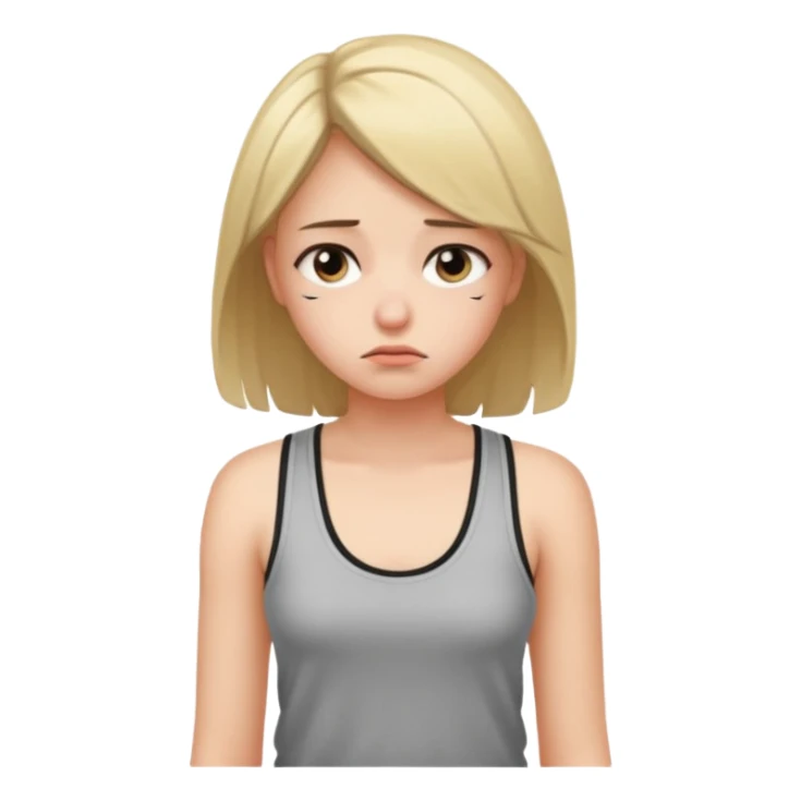 Mutsuz kız üstünde askılı kıyafet olan sticker