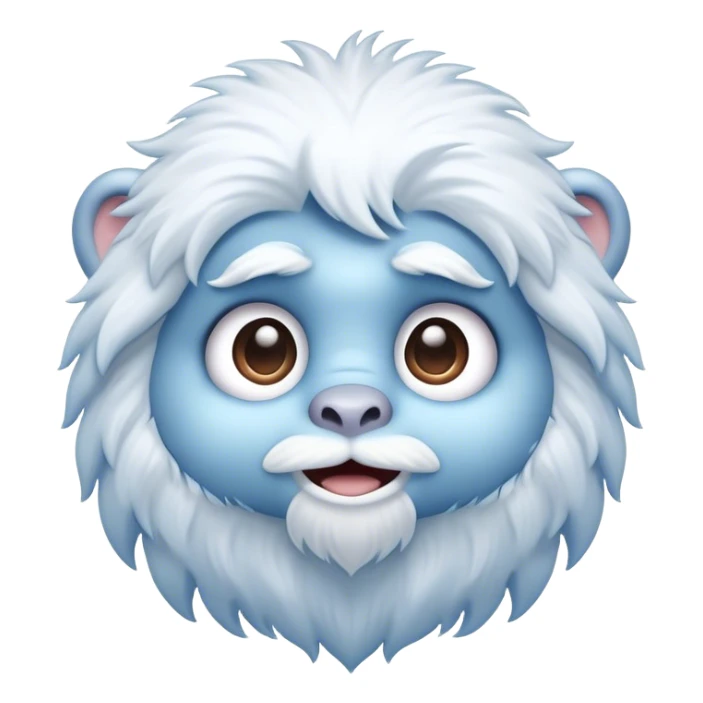 Cinematic Cute Yeti Portrait Emoji, with a charming, small, fluffy form in soft snowy whites and cool blues, featuring big, innocent eyes and a shy, gentle smile, simplified yet irresistibly endearing, highly detailed with a soft glowing outline that captures the whimsical charm of a friendly yeti ready for a cuddle! sticker