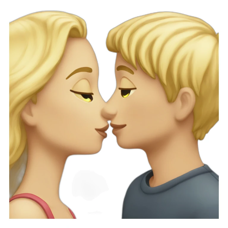 Blond boy kissing a blonde girl sticker