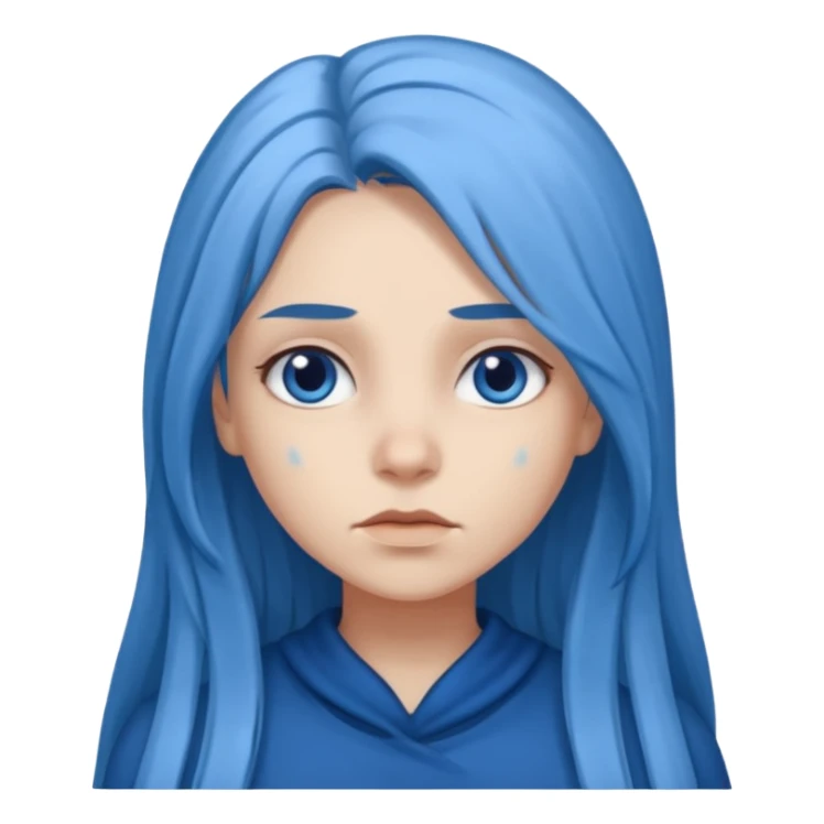blue long hair killing looks in gray girl sticker