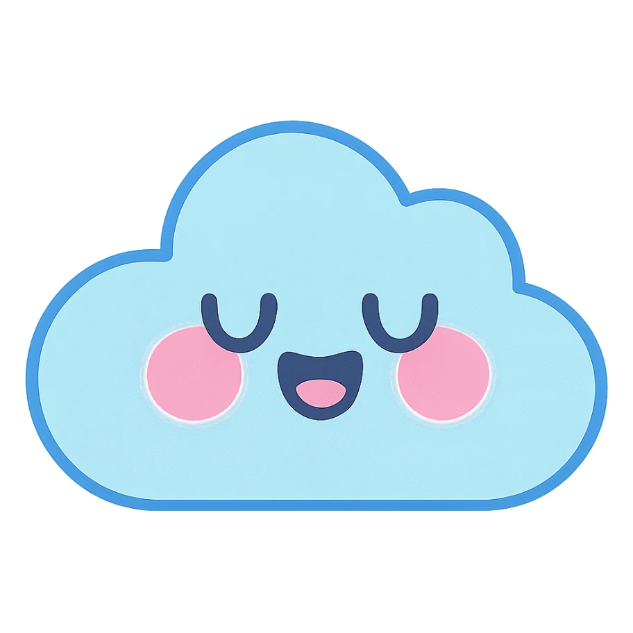 aesthetic pastel cloud emoji, soft blue and pink, minimal look sticker