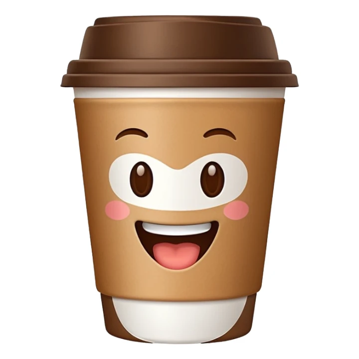 one coffe take away cup with coffee and a smiling mouth  sticker