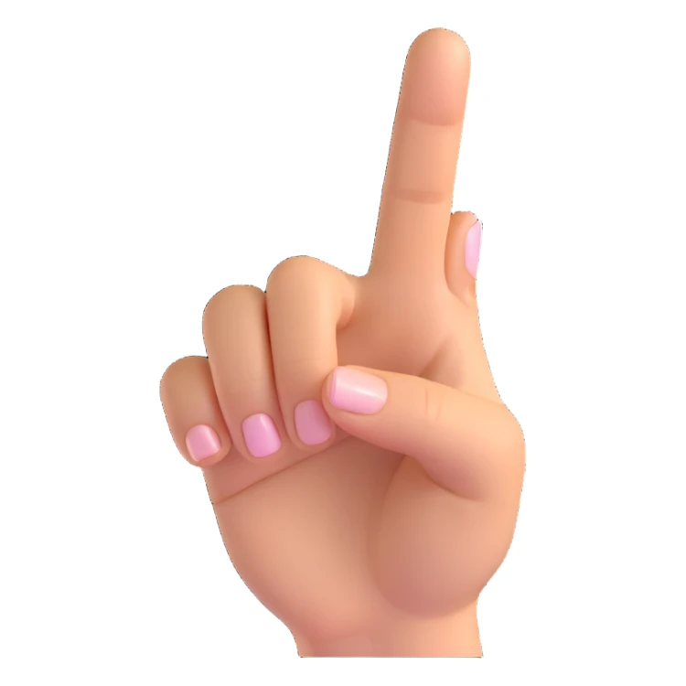 lady's index finger pointing up, feminine hand, medium skin, no background sticker