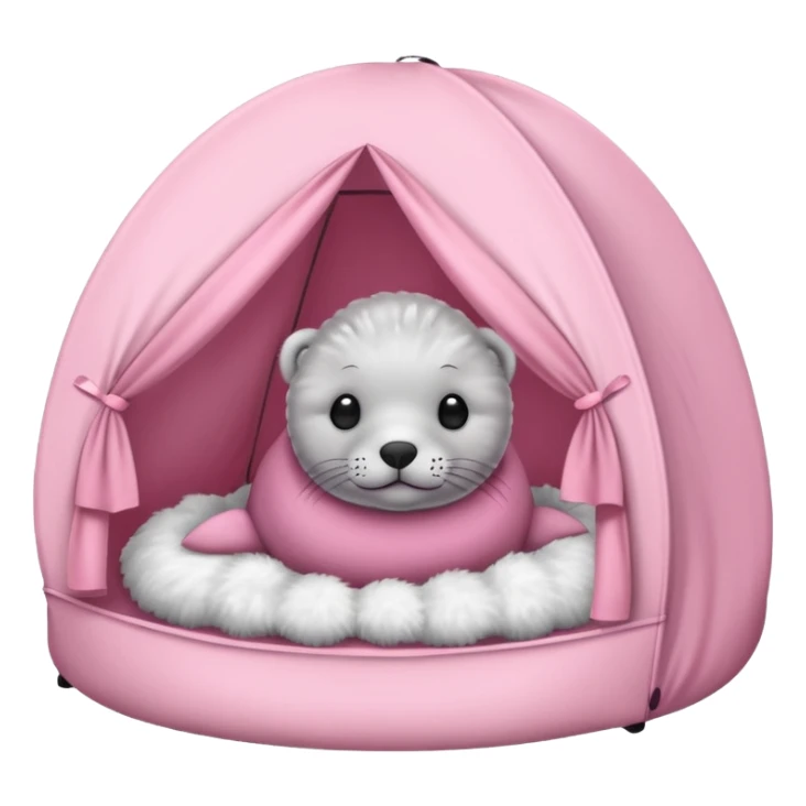 Gray Seal in a light pink tent  sticker