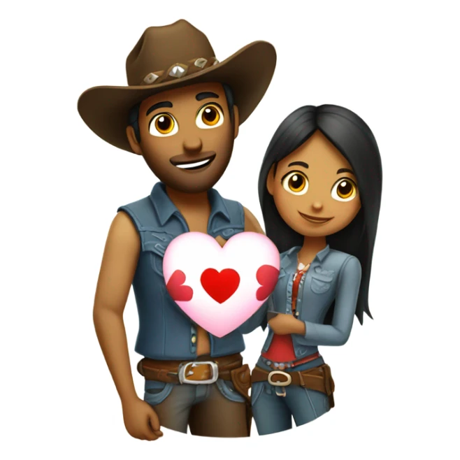 Cowboy holding heart with desi girl full body sticker