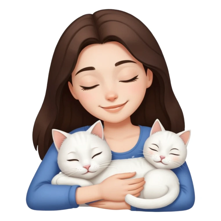 White kitty sleeping on brunette white girl's lap sticker