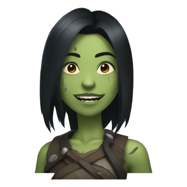 Half orc female with black hair and large teeth and a scar on face sticker