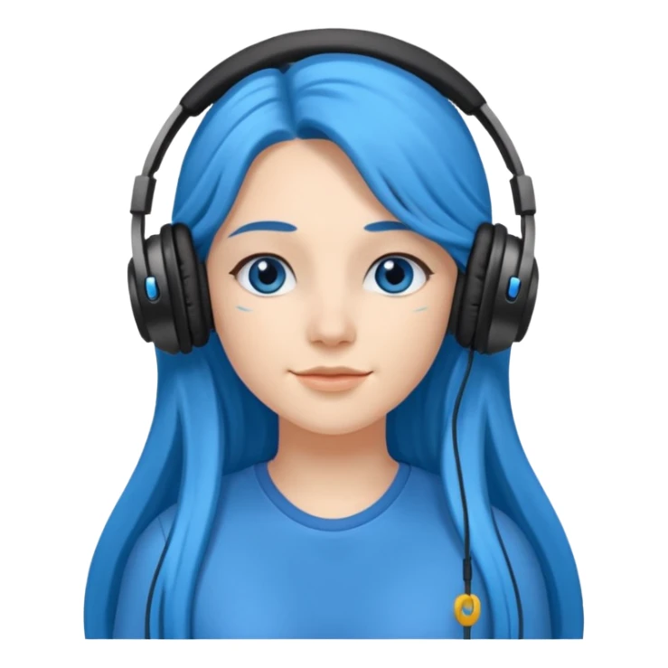 blue long haired woman with headphone sticker