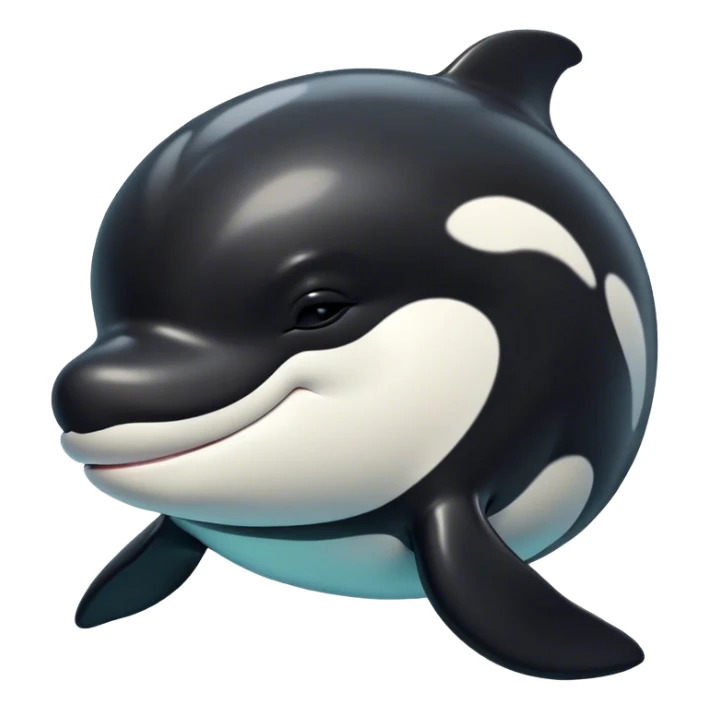 Meme-Worthy Cute Sleeping orca Portrait Emoji, Head resting peacefully with a contented smile, showcasing a smooth black-and-white body with gently drooping fins and eyes softly closed in serene slumber, Simplified yet adorably endearing features, highly detailed, glowing with a soft, drowsy deep-sea light, high shine, relaxed and utterly lovable, stylized with an air of playful oceanic laziness, soft glowing outline, capturing the essence of a sleeping orca that feels destined to become the next viral icon of adorable marine rest! sticker