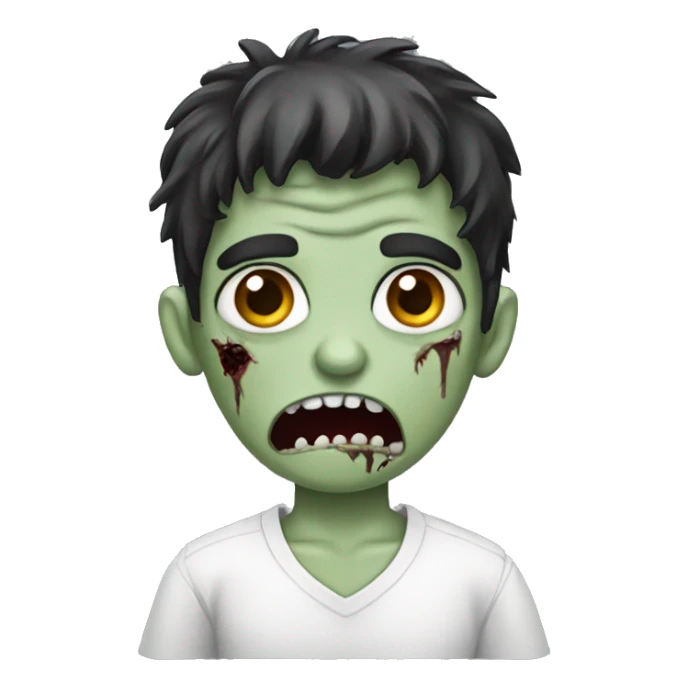 boy zombie with dark hair and white shirt sticker