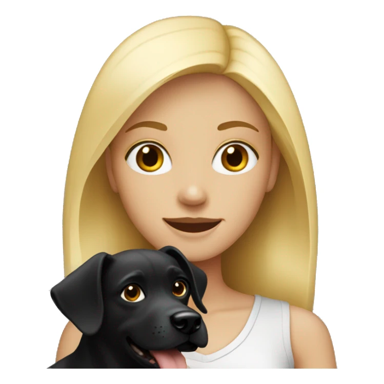 Blonde girl with black dog  sticker