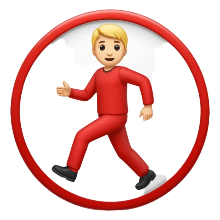 uma placa de transito de proibido com um emoji de um homem andando sticker