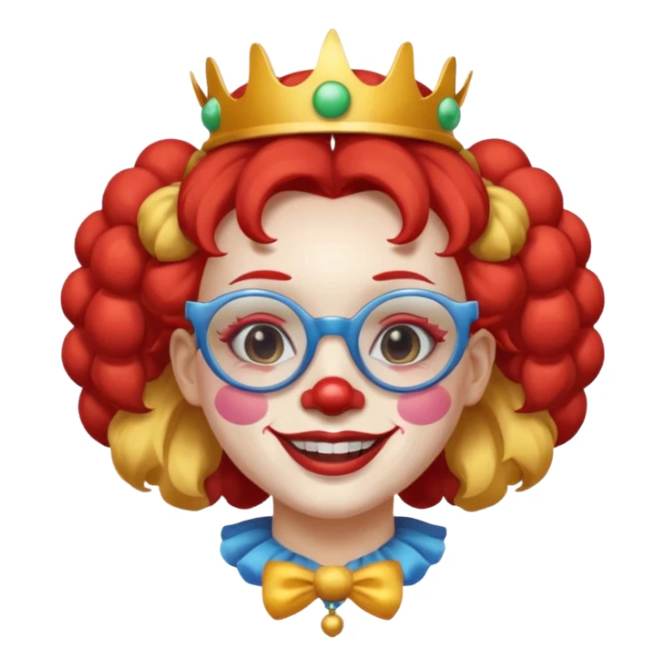 female clown with saint's halo with glasses sticker