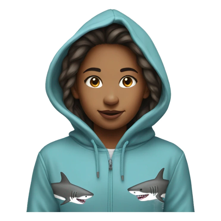 Shark hoodie on girl sticker
