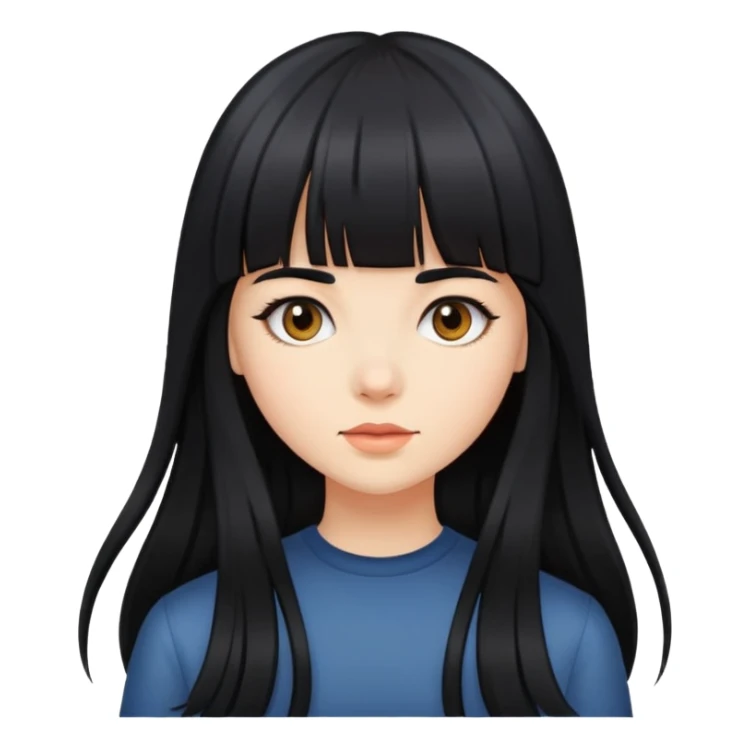 girl with long black hair and bangs  sticker