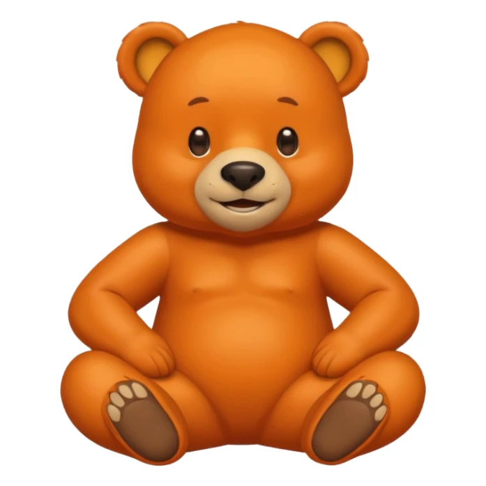 Create a orange friendly bear, make him look like from a kid cartoon and make him smile. Show his whole body. Make him look shy and cross his leg sticker