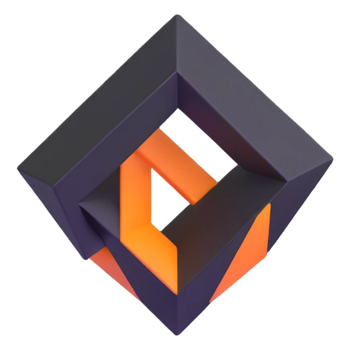 blue and white minimalist 3D geometric logo sticker