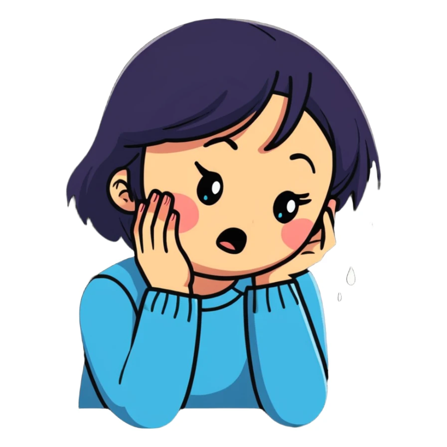 a girl crying in pain, sad, tears streaming down face sticker