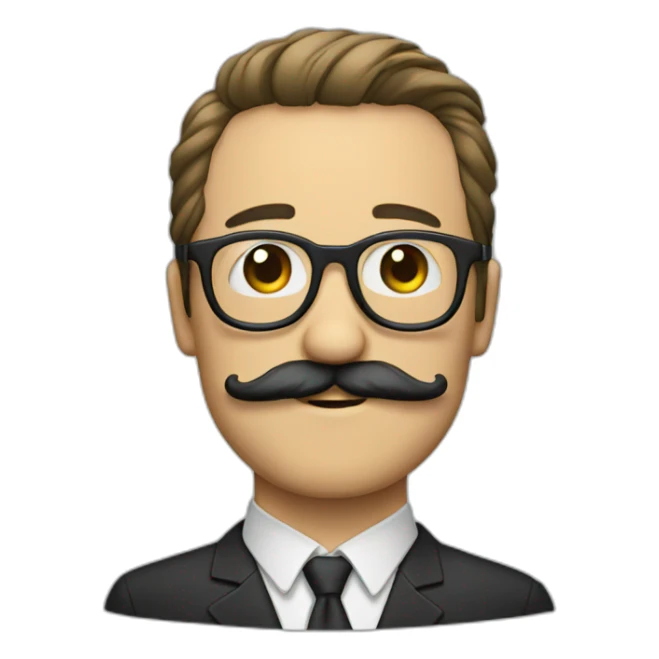 man with a mustache and beard with a pair of glasses sticker