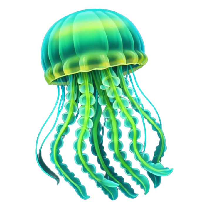 Neon glowing Cyan-lime-gradients jelly-prawn-crab-squid  sticker