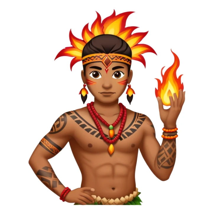 Hawaiian fire dancer with lots of tribal tattoos sticker
