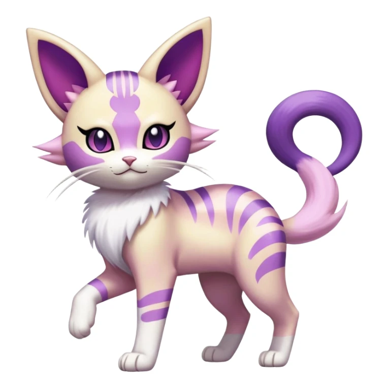 Meowth-Espeon-Skitty-Pokémon-Fakémon-hybrid-creature (full body) sticker