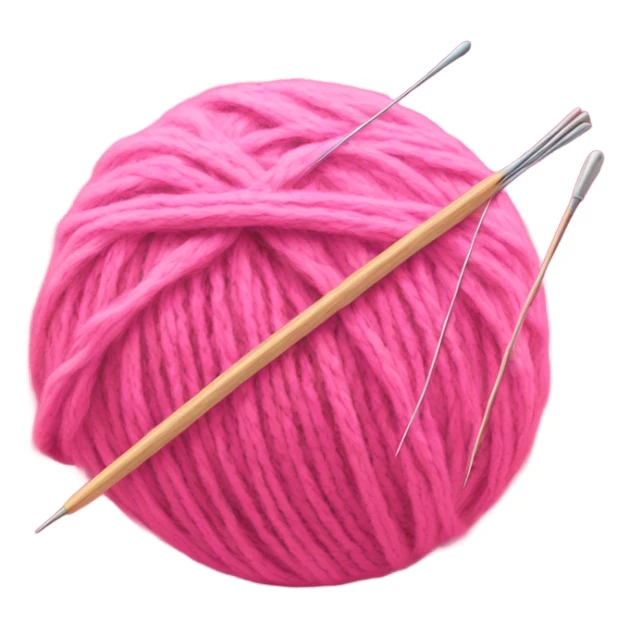 ball of pink yarn with knitting needles sticker