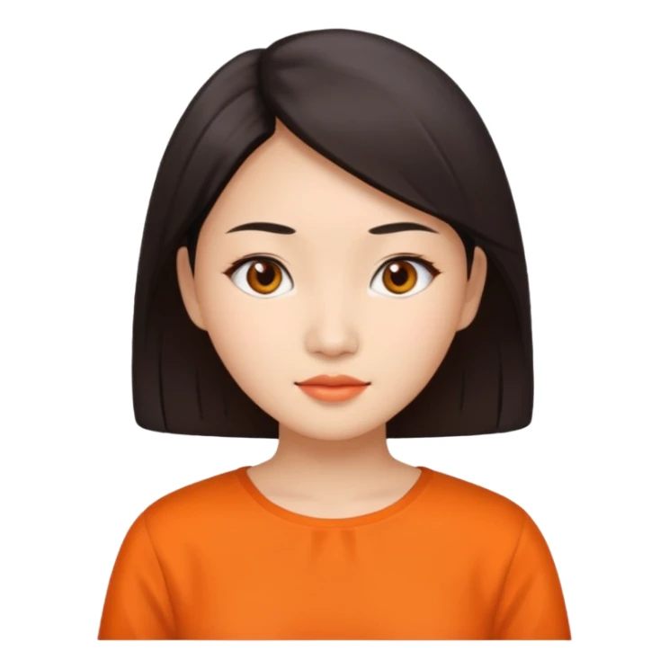 Asian woman with orange blouse sticker