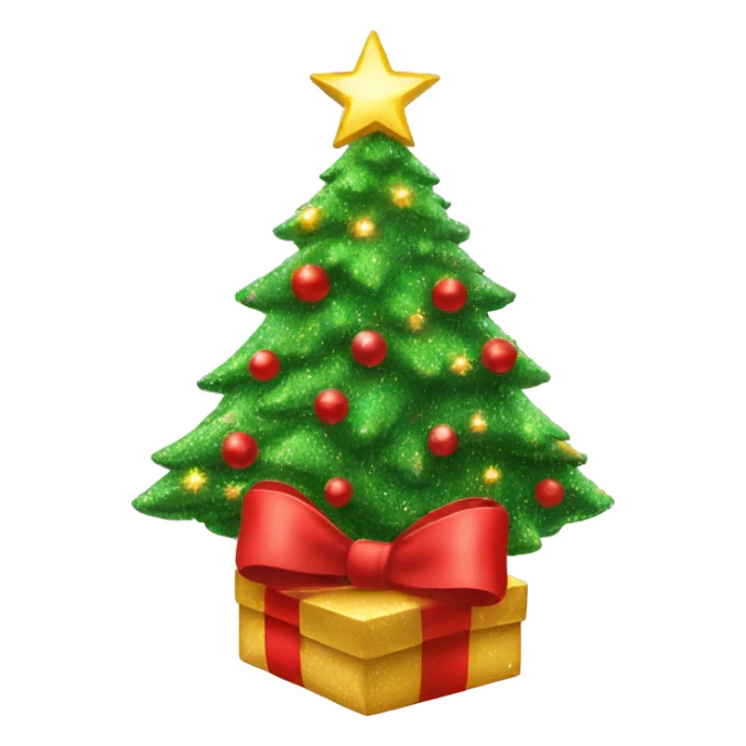 Sparkly Christmas tree with a red big bow on top  sticker