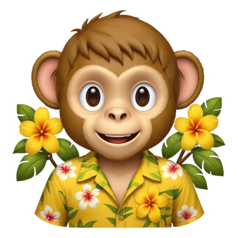 Monkey – cheeky grin, wearing yellow floral aloha shirt. sticker