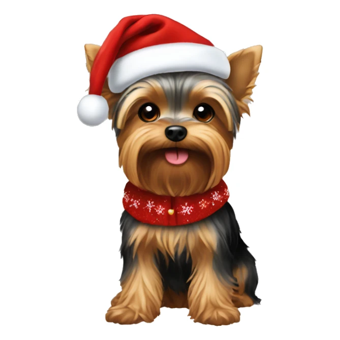 Yorkie wearing Christmas clothes sticker