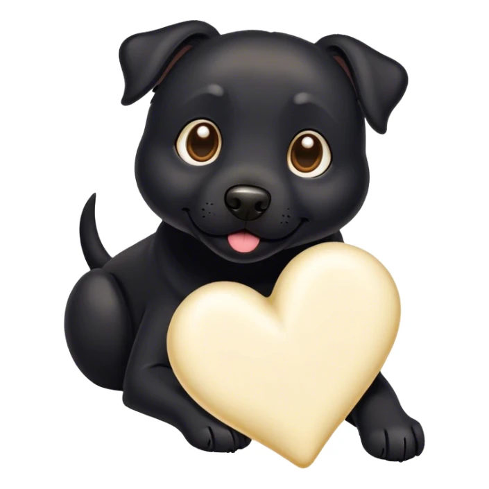 Black dog and cream hearts  sticker