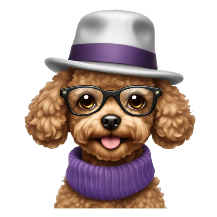 toy poodle with hat and glasses sticker