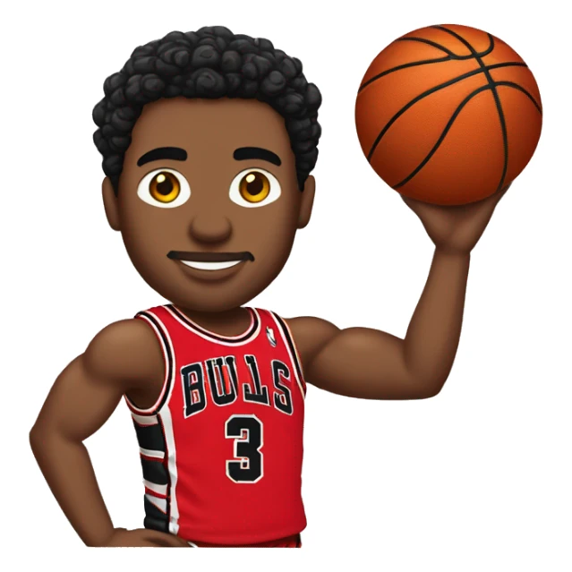 basketball player style "bitmoji snapchat", with red chicago bulls tshirt sticker