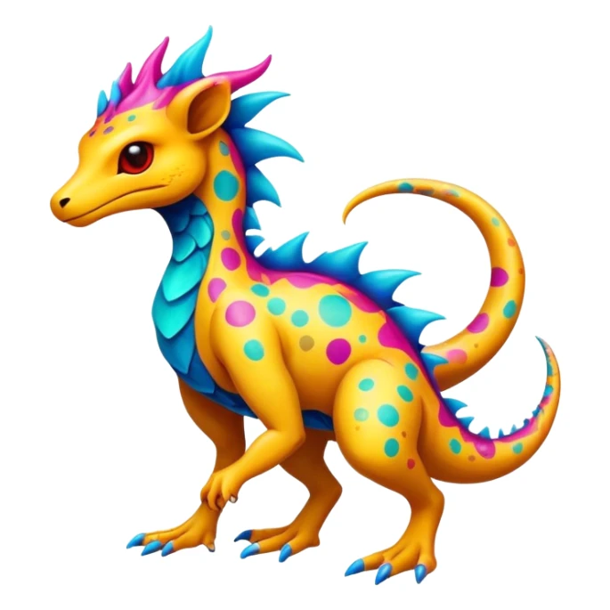 a vibrant colorful edgy vernid-fionbri-creature with splash patterns full body sticker