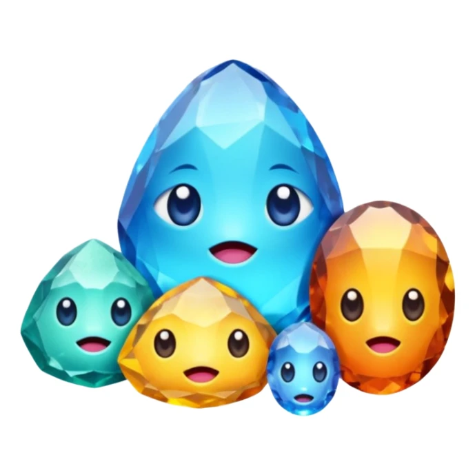 charactarised colorful minerals with eyes and mouth sticker