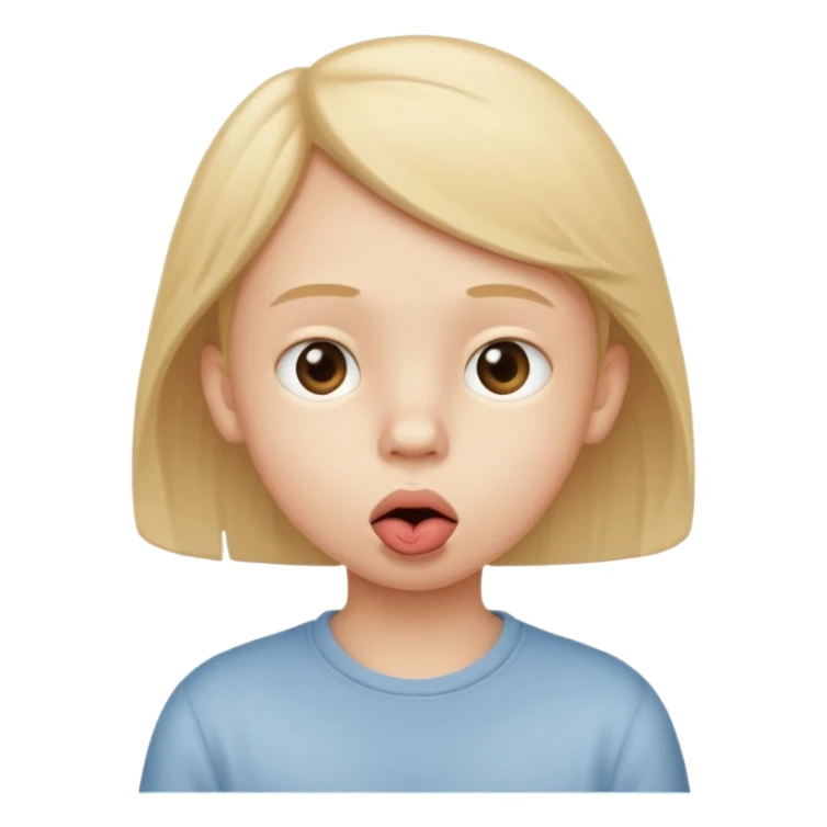 The white child is a stick at the lips, blowing sticker