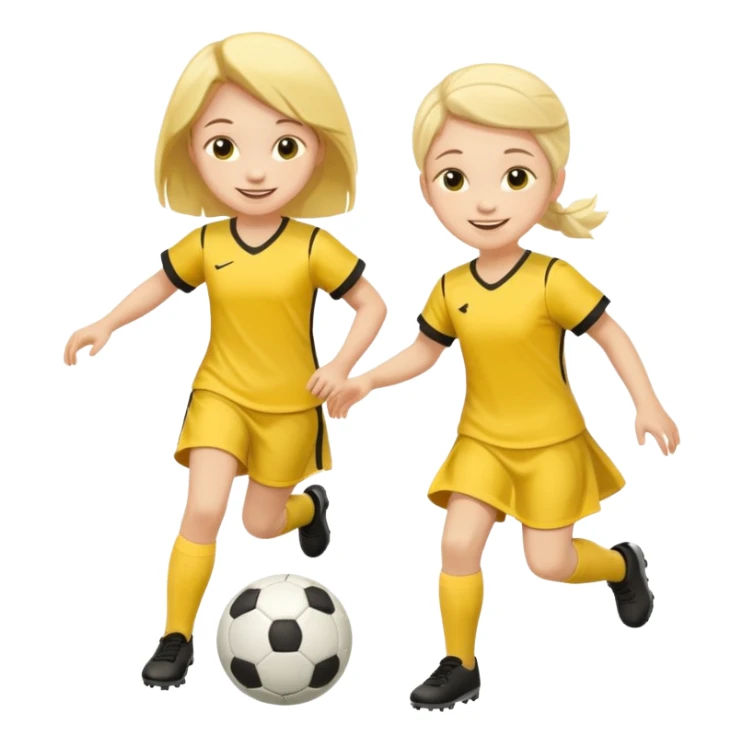 kids play soccer in yellow dress sticker