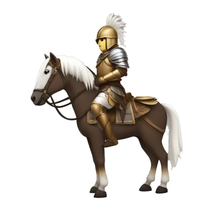 an avar nomadic soldier  with white skin and brown armor on a horse from the side sticker