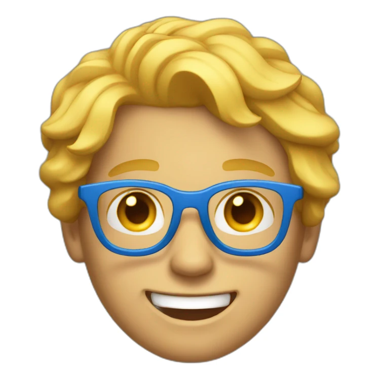guy with golden hair, blue glasses and shiny teeth sticker