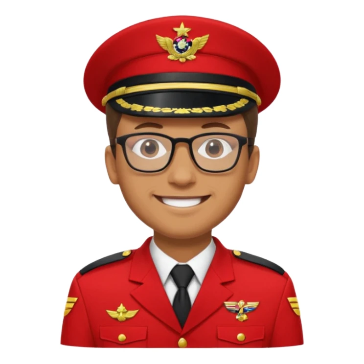 Smiling military man with glasses in red uniform sticker