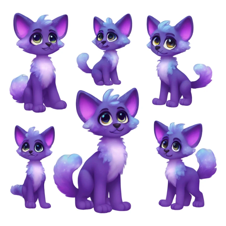 Adorable innocent cute gradient-Sparkle-nebula-fursona anthropomorphic furry, full body sticker