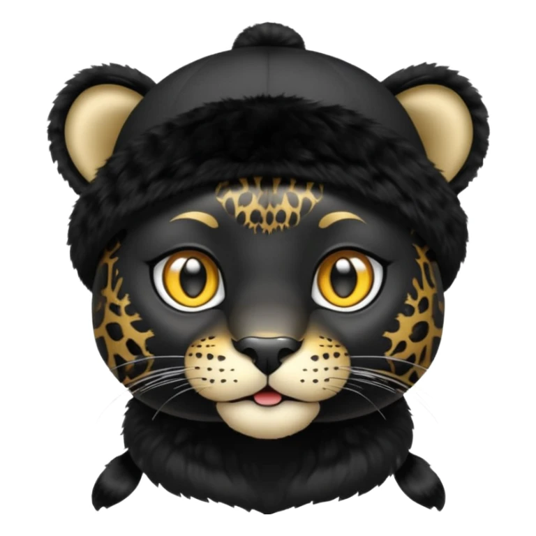 A black jaguar wearing a baby hat sticker