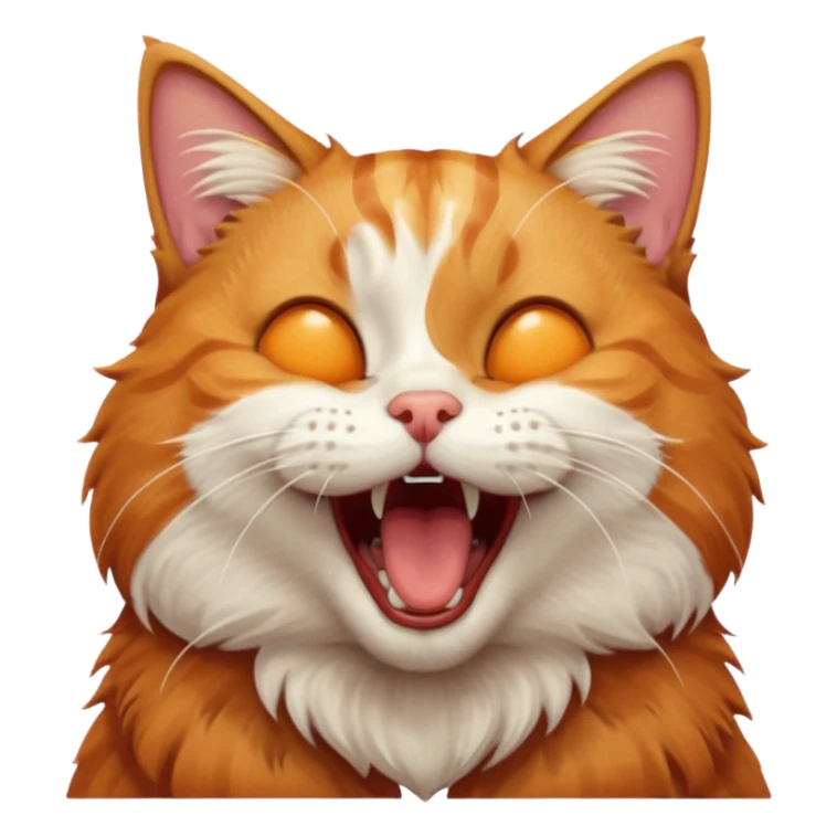 A high-resolution photo-realistic digital illustration of a solid ginger tabby cat, head titled up yawning sticker